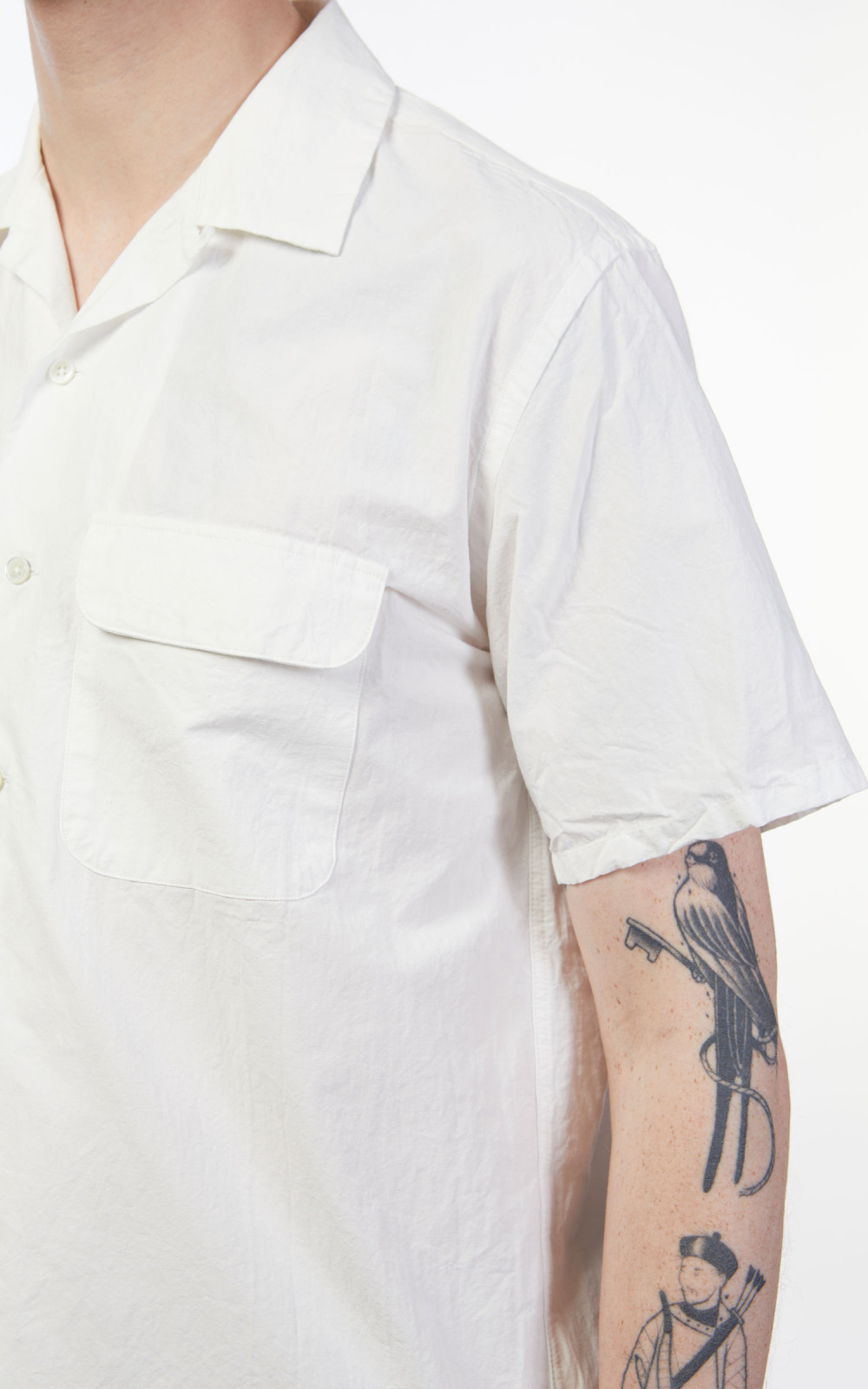 新品★Pachman★パハマン★RIBBON SHORT SLEEVE★トップス Beams Plus Open Collar Short Sleeve Shirt Cotton Linen White
