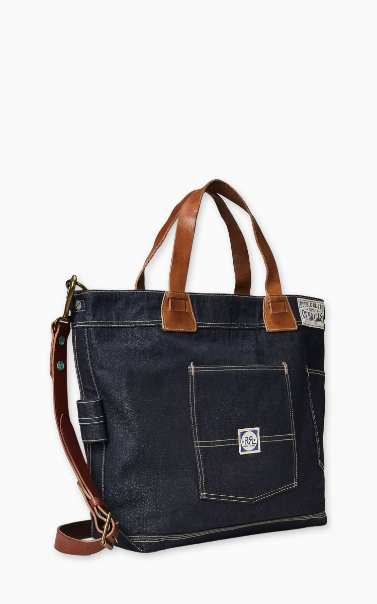 RRL TRIM DENIM TOTE BAG ブラック RRL Leroy Leather-Trim Denim Tote Indigo | Cultizm