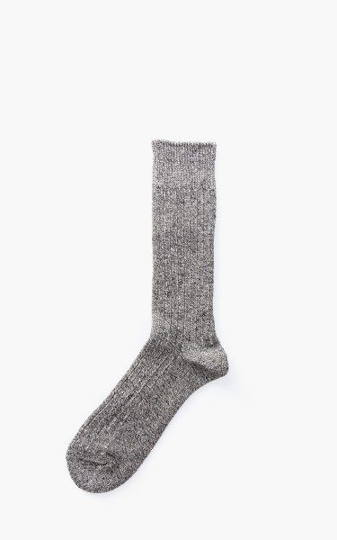RoToTo R1010 Linen Cotton Ribbed Crew Socks Mix Black