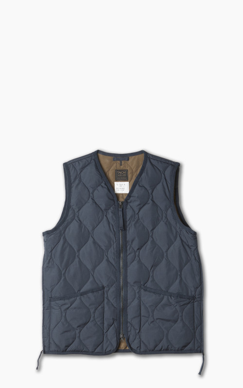 Taion Military Zip V-Neck Vest Dark Navy