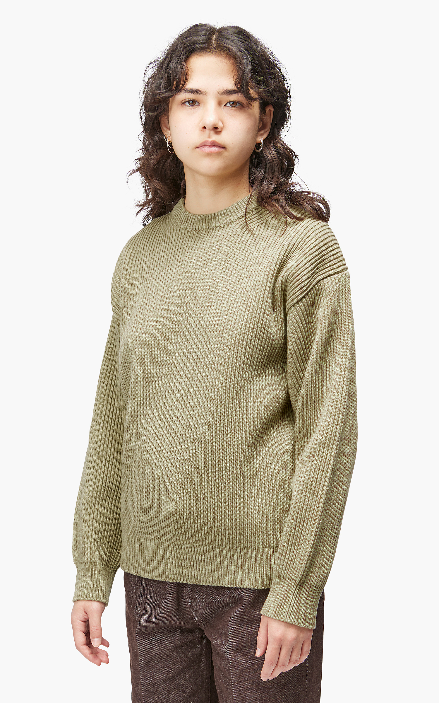 Auralee W Super Fine Wool Rib Knit Big P/O Top Yellow | Cultizm