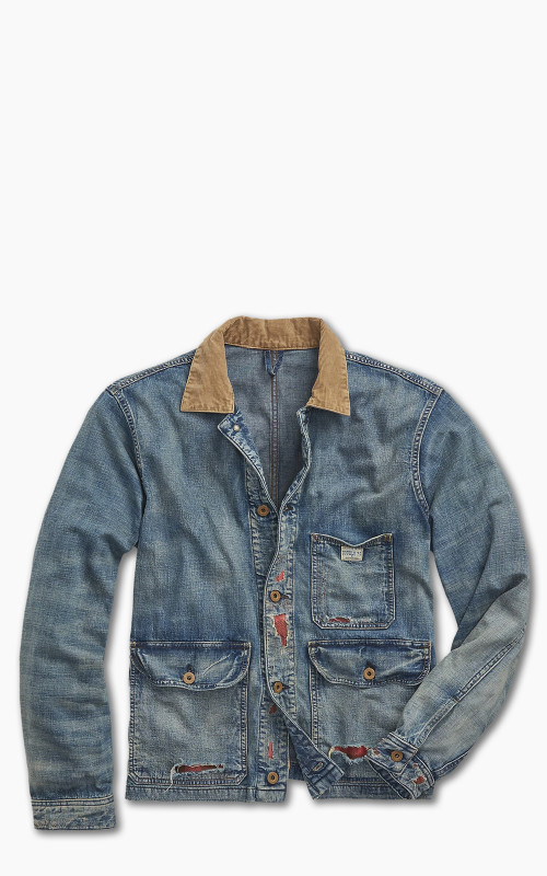 RRL Repaired Campton Denim Work Jacket Repaired Campton Wash