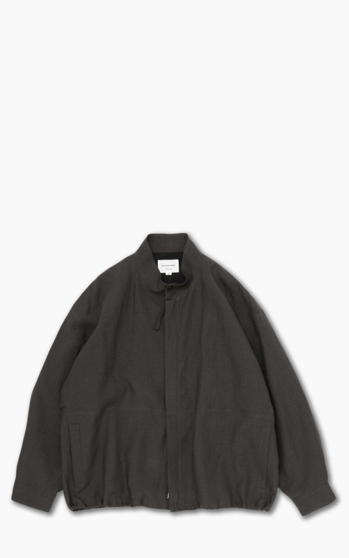Still By Hand Peach Skin Linen Blouson Dark Brown