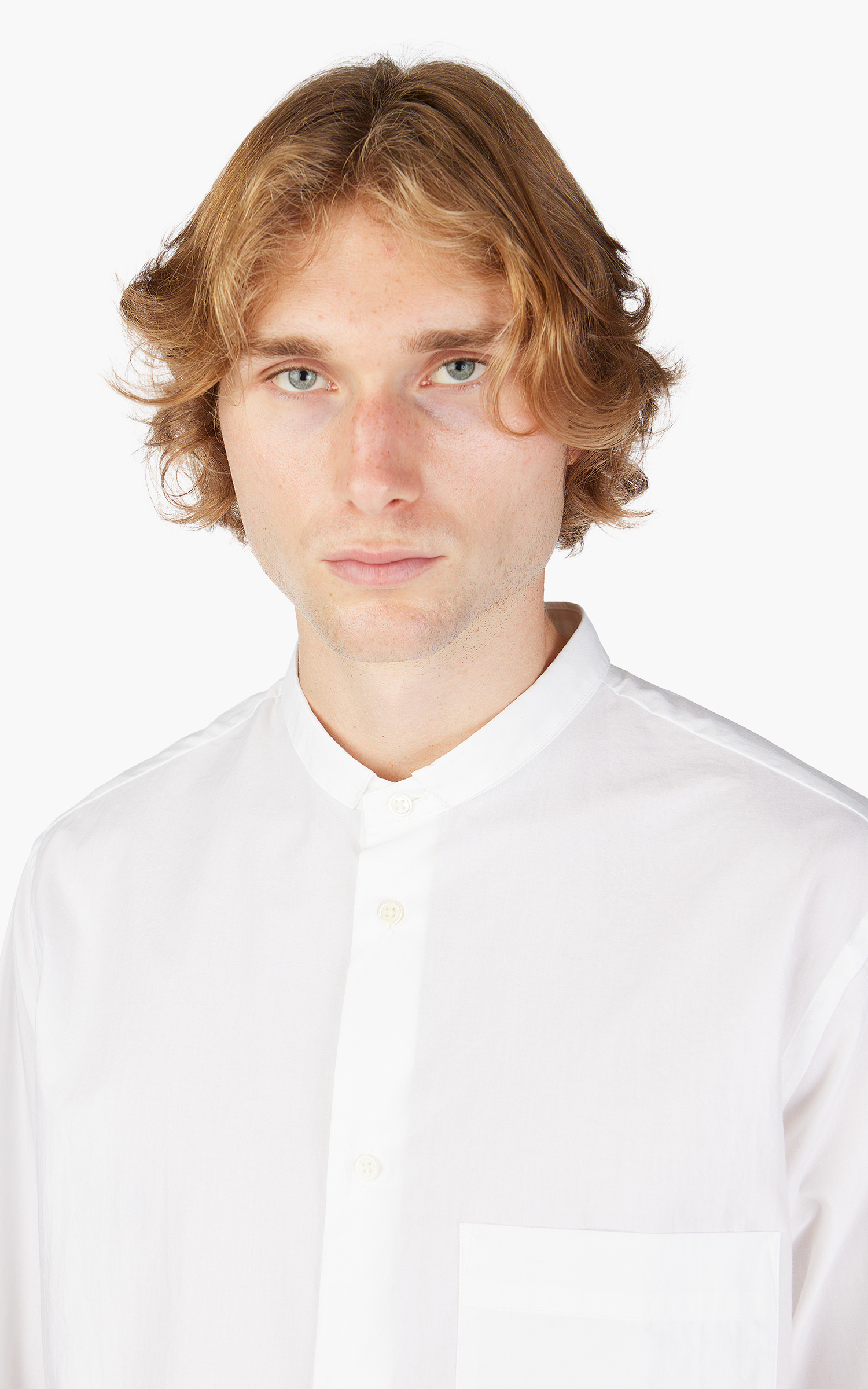 Still By Hand Narrow Collar Shirt White | Cultizm