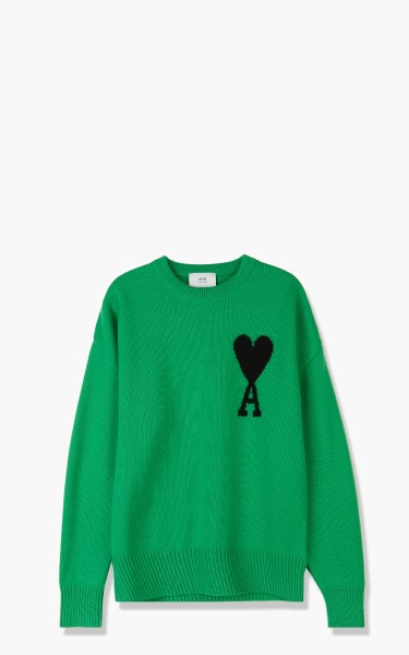 AMI Paris ADC Crewneck Sweater Knit Wool Green/Black UKS002.018-313
