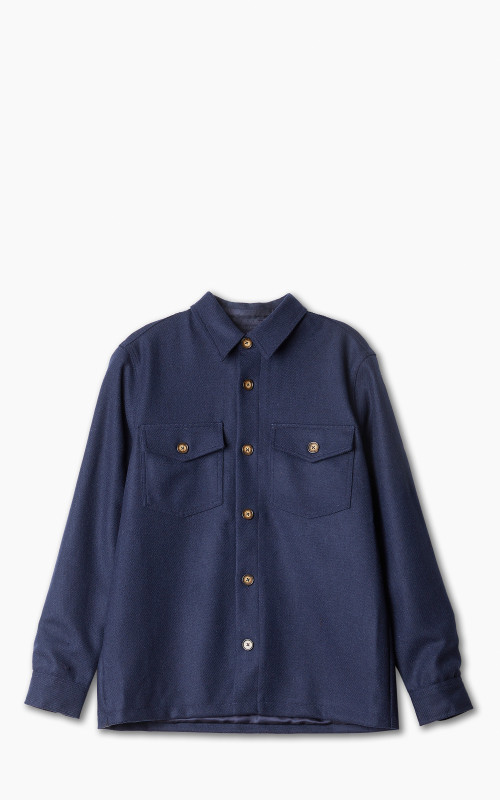 Portuguese Flannel Wool Field Shirt Navy