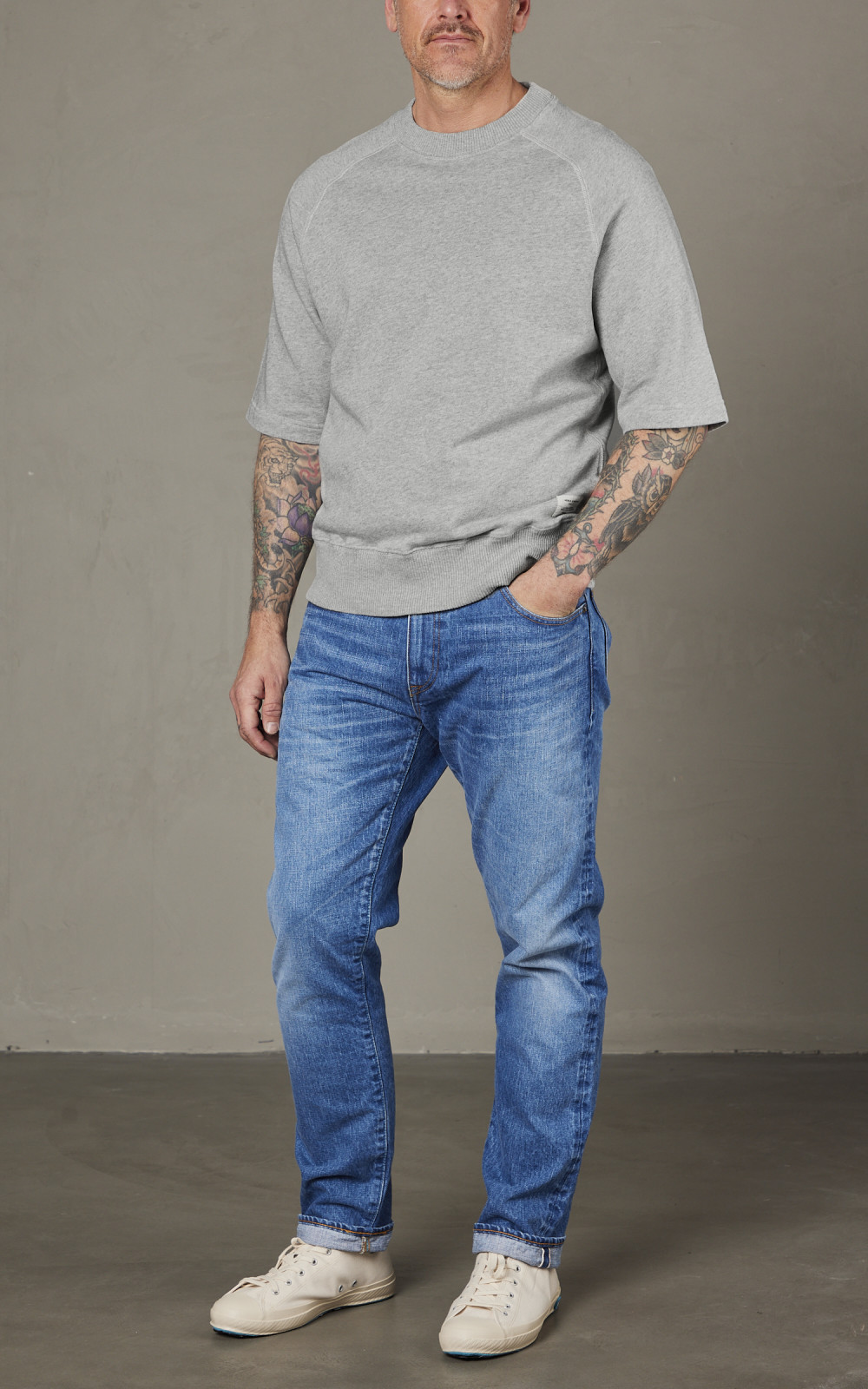 Merz b. Schwanen RGSW02 Sweatshirt Short Sleeve Grey Melange