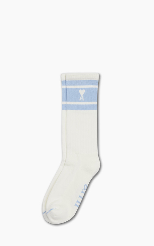 AMI Paris Ami de Coeur Striped Socks Sky Blue