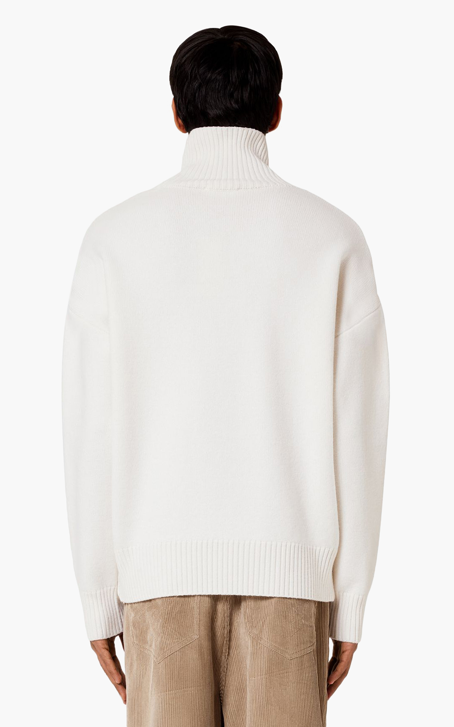 AMI Paris Ami De Coeur Funnel Neck Sweater Off-White/Red | Cultizm