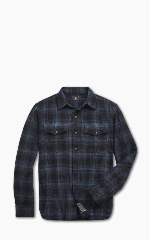 RRL Plaid Canvas Workshirt Blue/Black