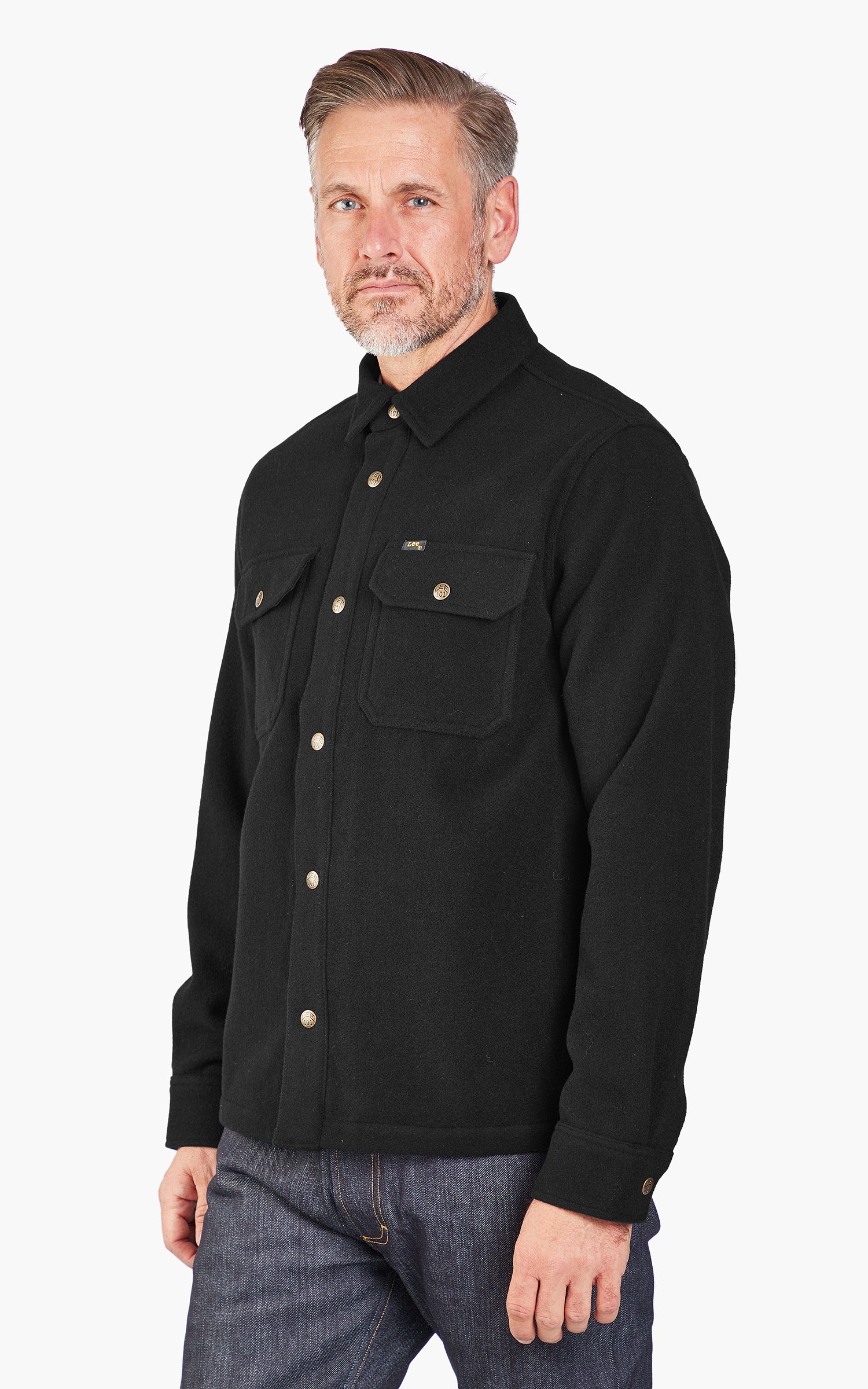 Lee 101 Wool Overshirt Washed Black | Cultizm