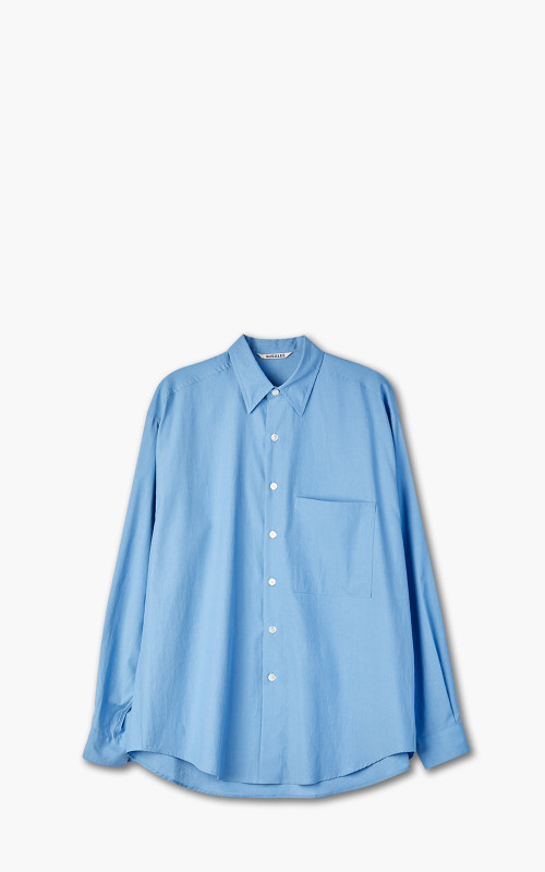 Auralee Washed Finx Twill Big Shirt Blue