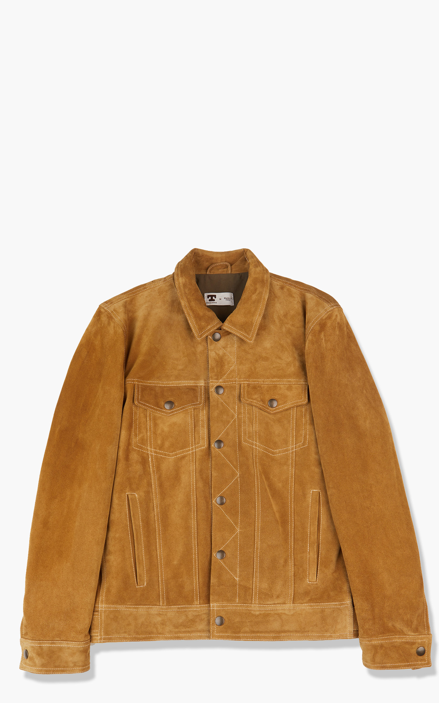 Tellason Suede Trucker Jacket Calf Split Silky Gold | Cultizm