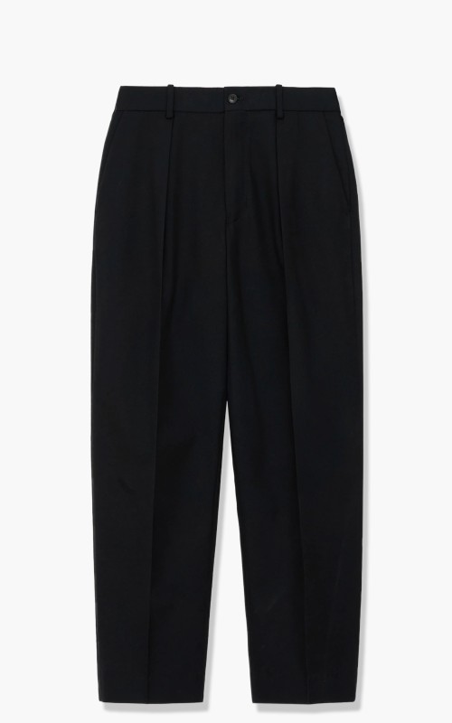 Markaware Pleated Front Pegtop Trousers Organic Cotton Wool Twill Black A21C-06PT01C-Black