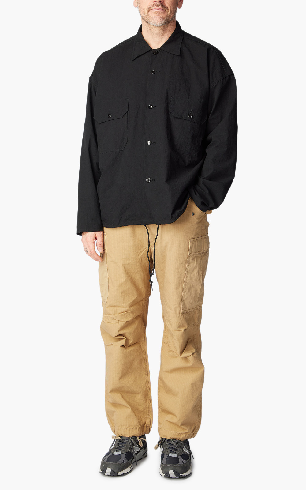 Nanamica Cotton Wool Deck Shirt Black | Cultizm