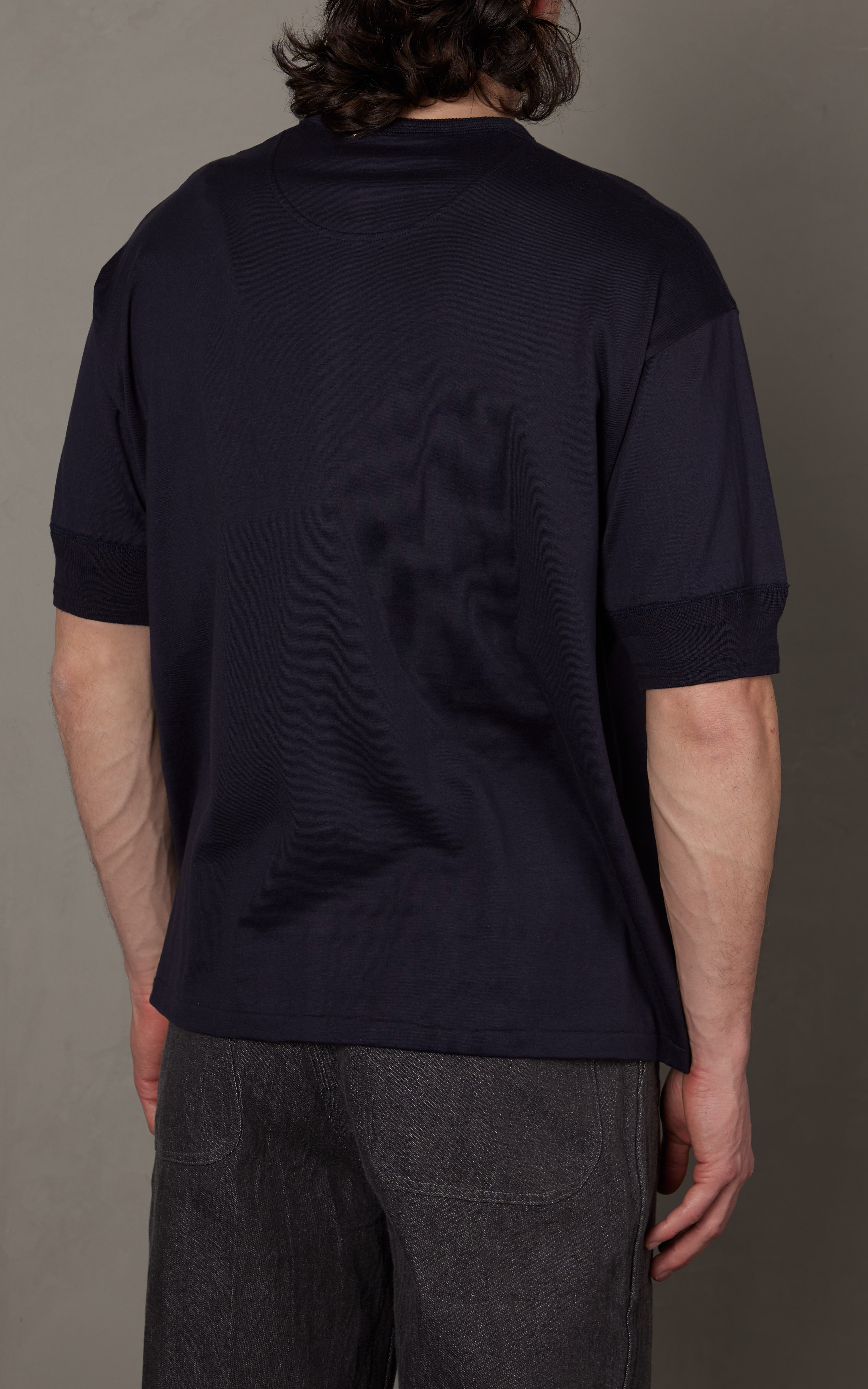 Kaptain Sunshine Suvin Supima Tube Henleyneck Tee Light Navy