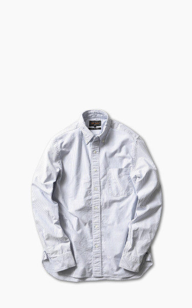 Beams Plus Oxford Striped Button-Down Shirt Blue