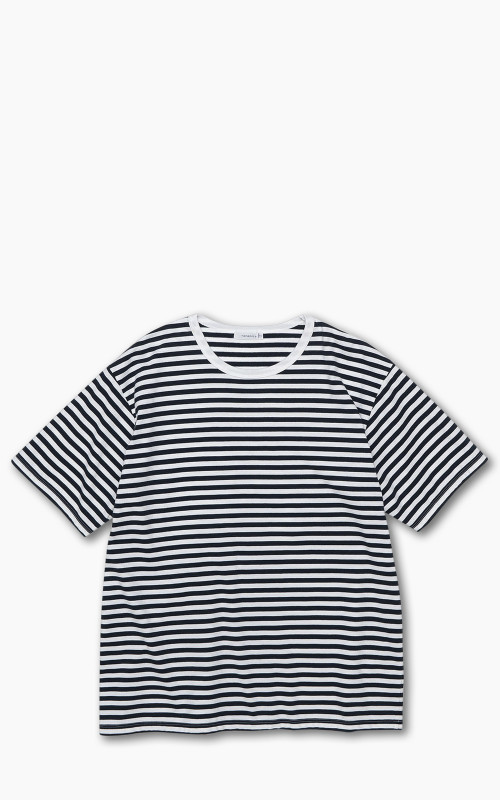 Nanamica COOLMAX Striped Jersey Tee Navy/White