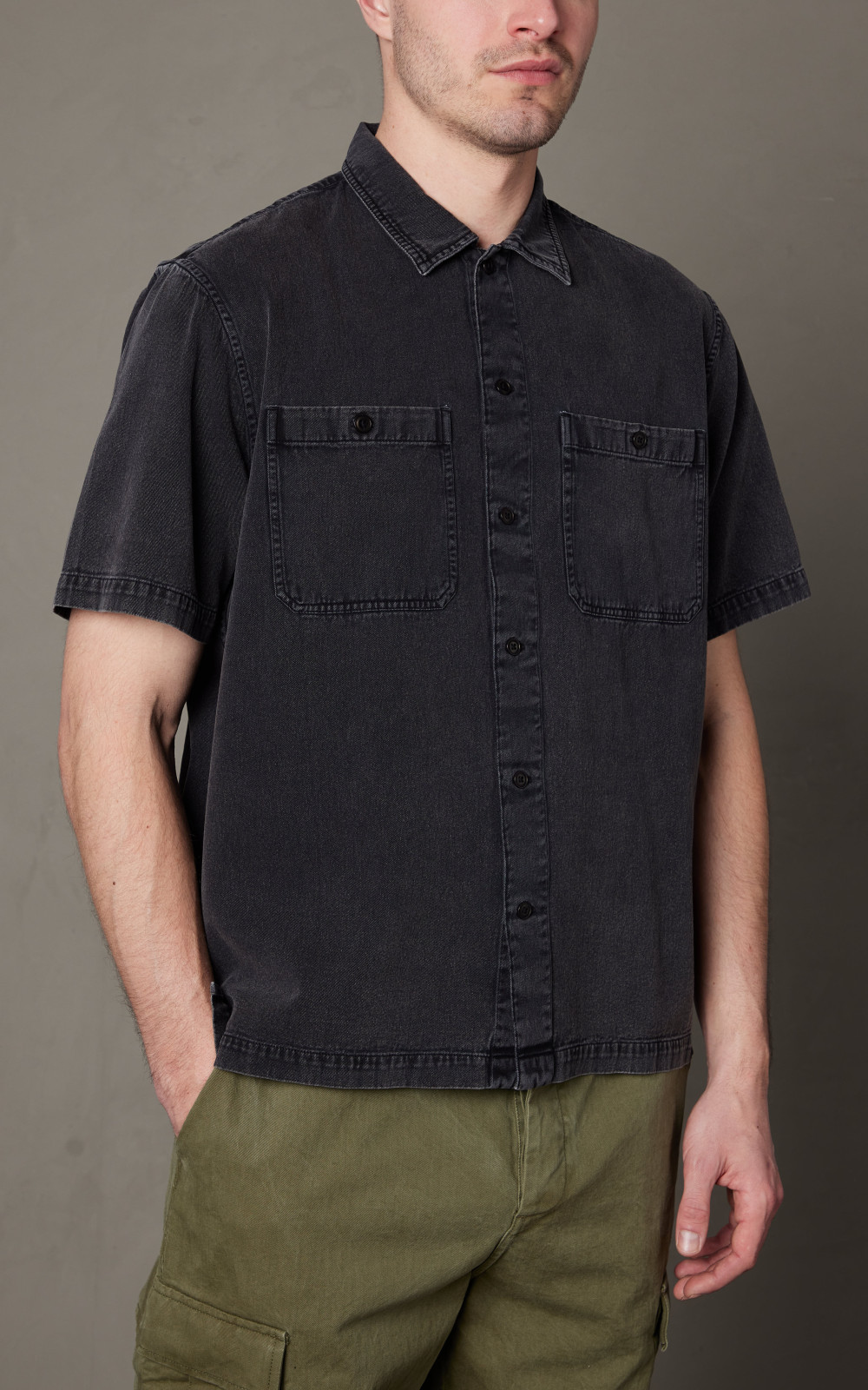 Black short sleeve work shirt shop