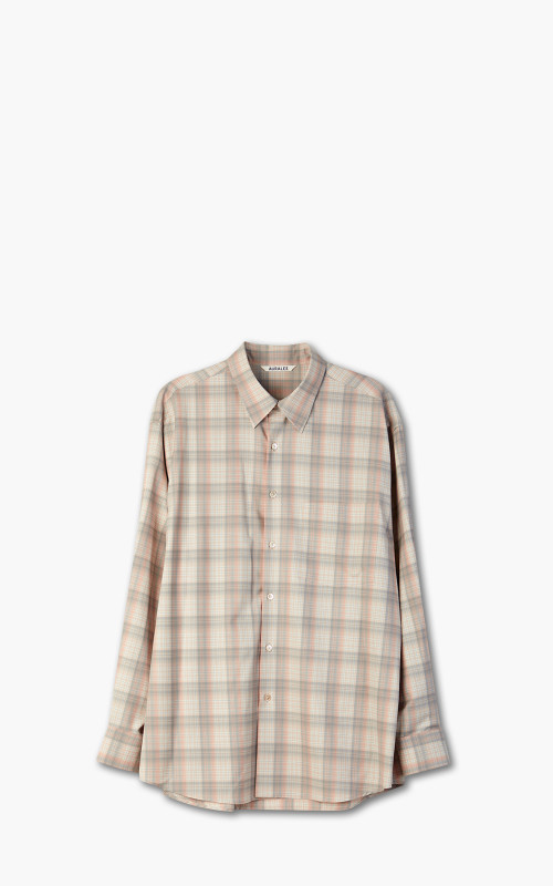 Super Light Wool Check Shirt Light Beige Check