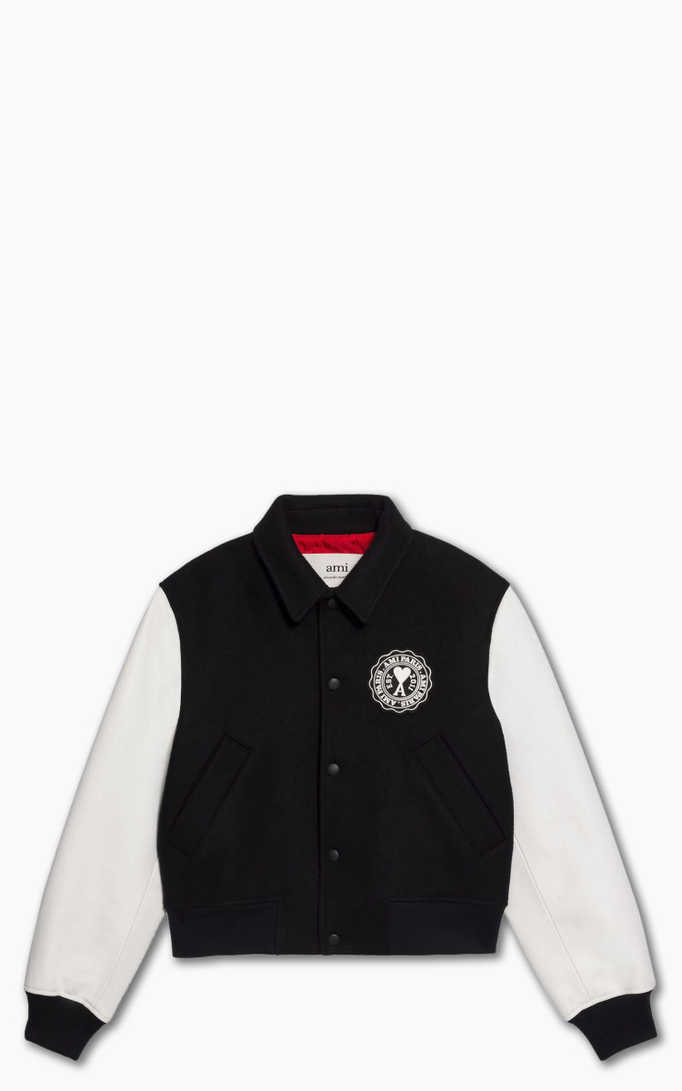AMI Paris Ami De Coeur Patch Teddy Jacket Black | Cultizm