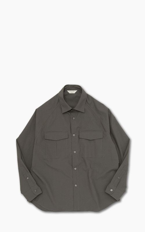 Still By Hand Double Pocket Raglan Shirt Charcoal