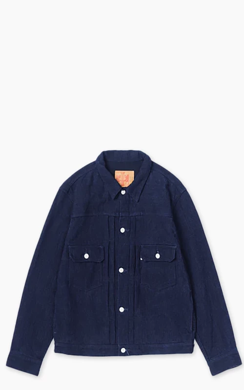 Omoto 3220 Type 2 Cube Sashiko Denim Jacket Indigo 12oz