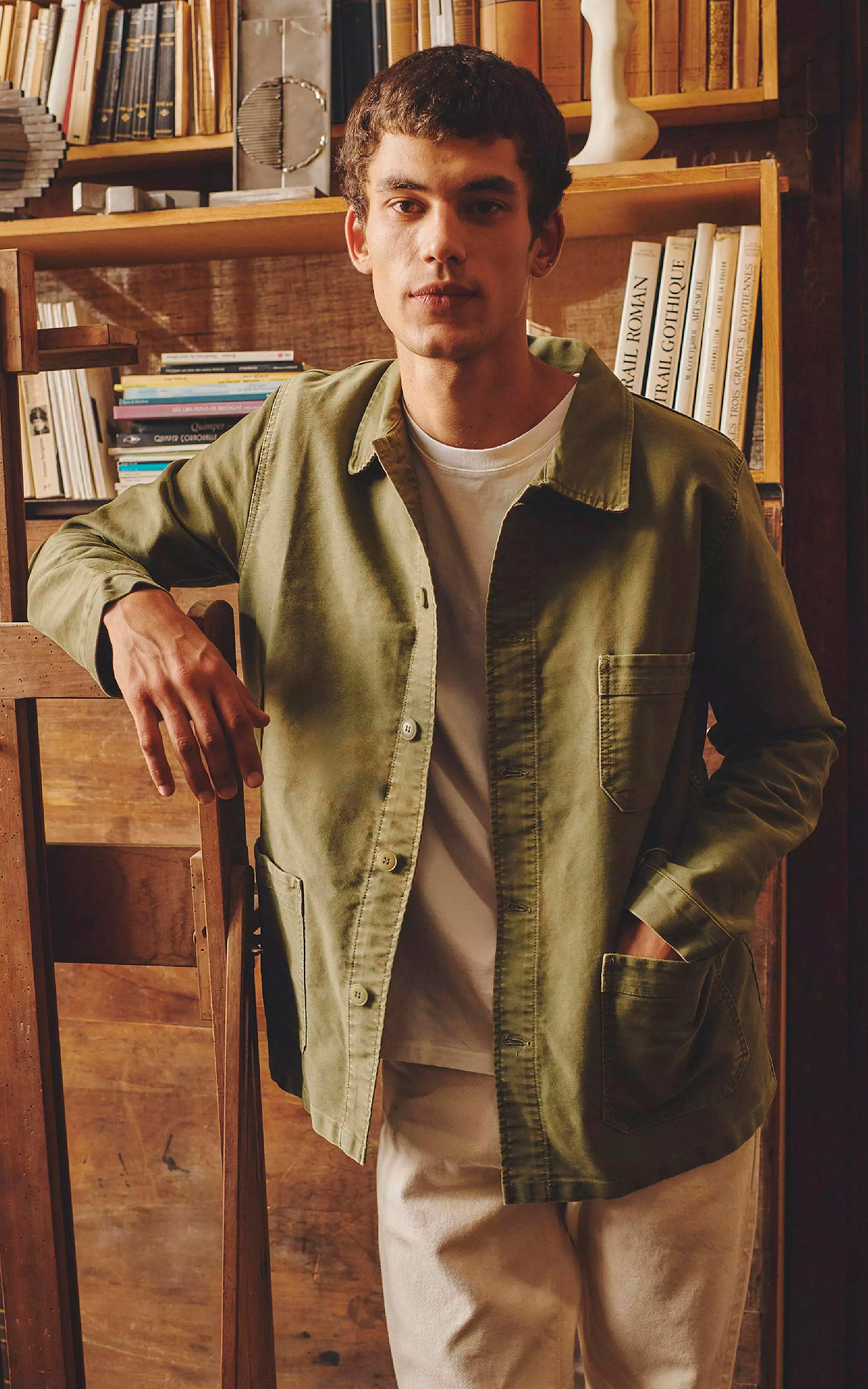 Le Mont St Michel Genuine Work Jacket Moleskin Vintage Wash Khaki Cultizm