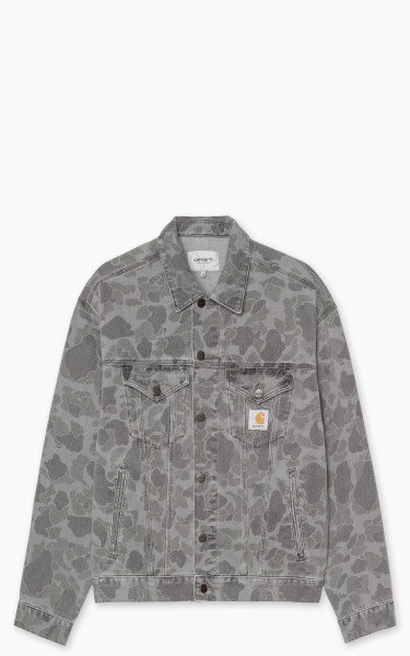 Carhartt WIP Duck Helston Jacket Maitland Camo Duck Denim Heavy Bleach Wash Black