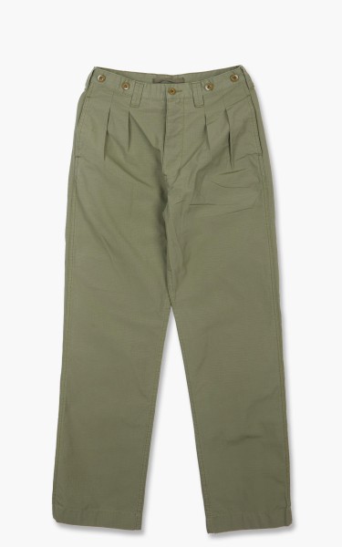 Nigel Cabourn Pleated Chino Cotton Ripstop Army P-60-army