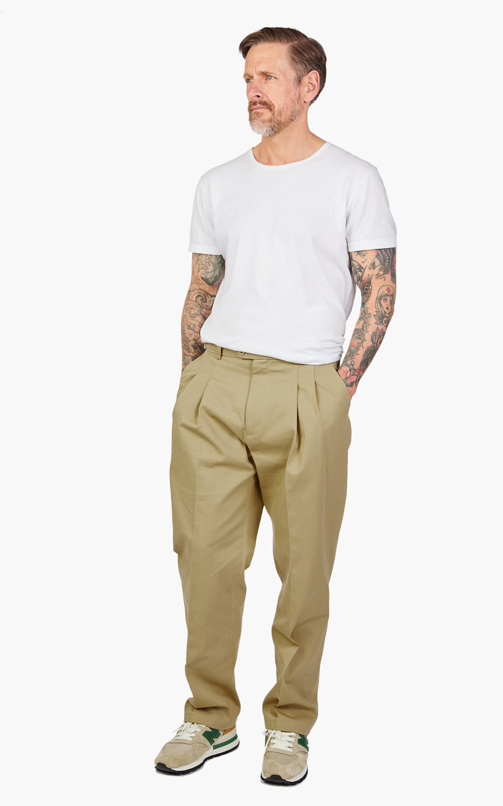 FrizmWORKS Side Adjust Two Tuck Pants Beige | Cultizm