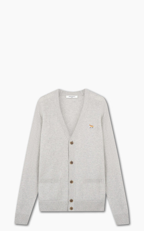 Maison Kitsuné Baby Fox Patch Regular Cardigan Light Grey Melange