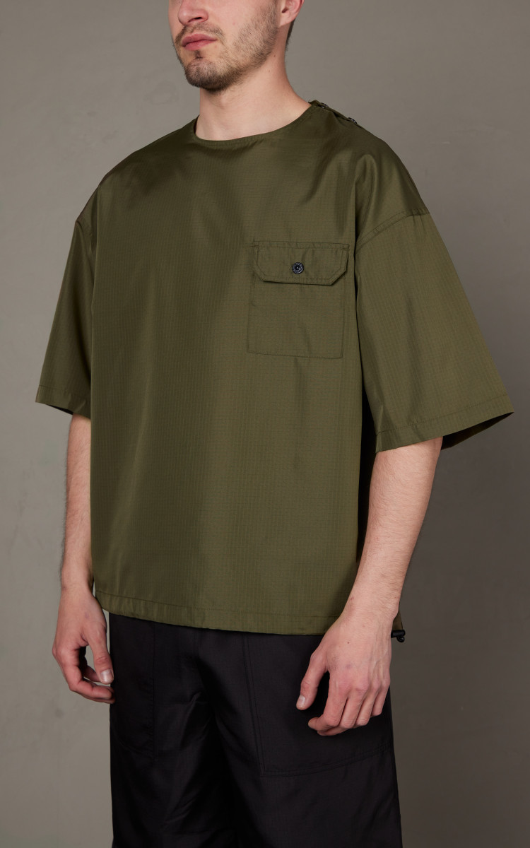 【IONSEOUL】Haifa camo V-neck over T-shirt 4JH539 Chrome_Hearts_Green_Camo_Flame