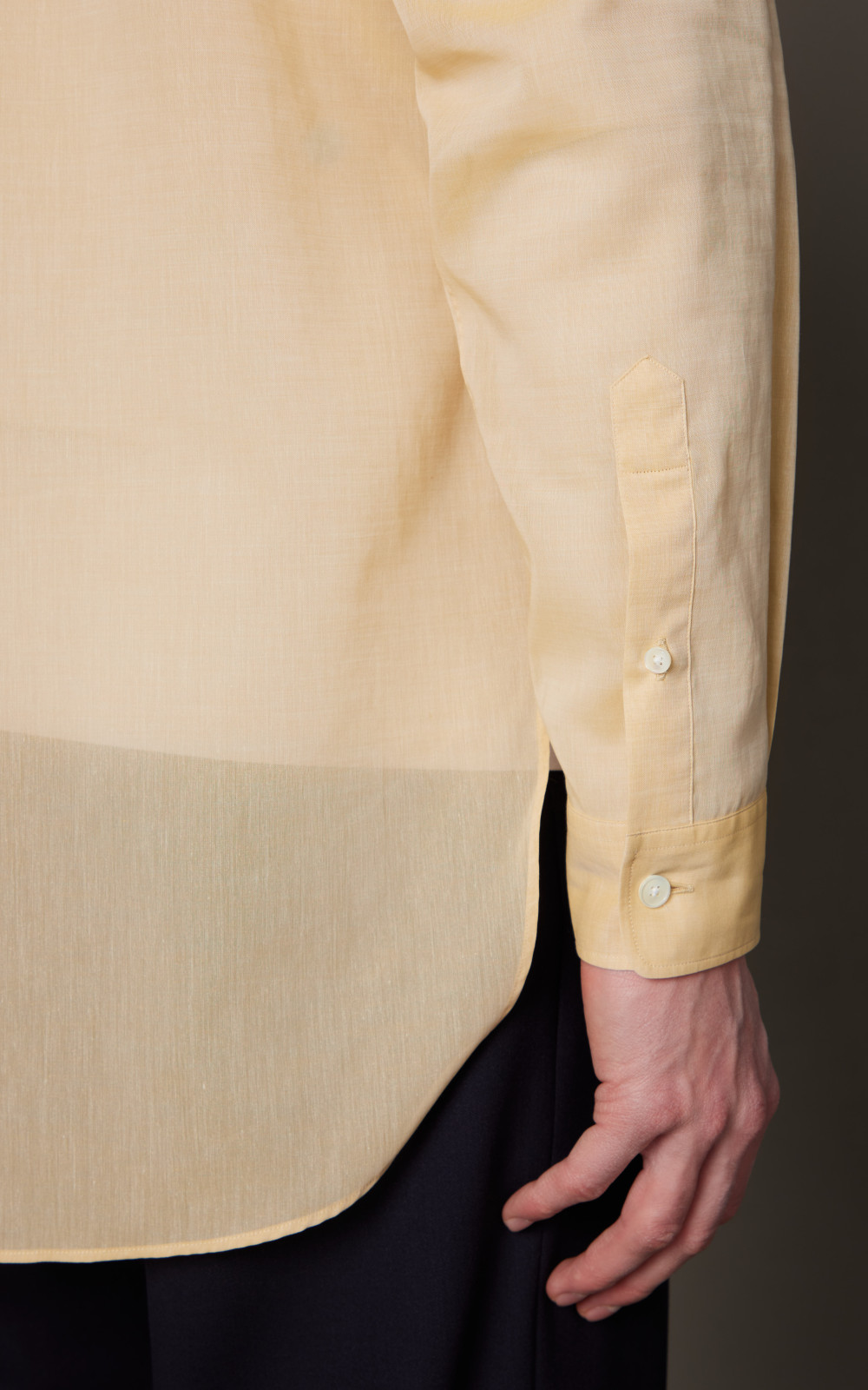 Auralee Hard Twist Finx Organdy Shirt Light Yellow Chambray
