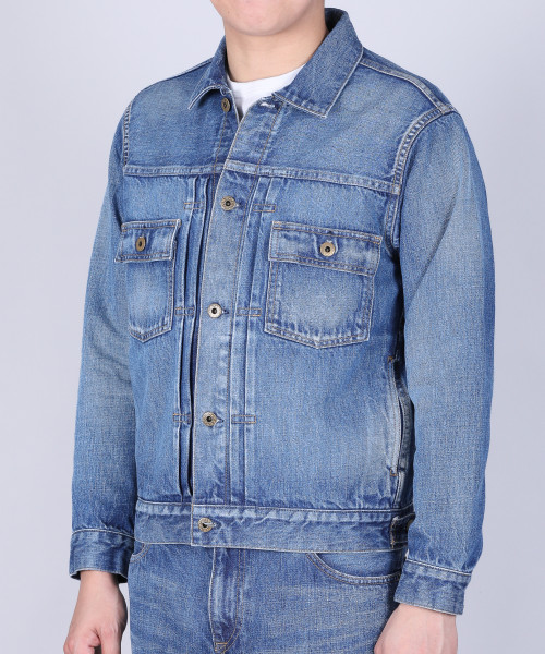 Japan Blue JBGJ1001 Type 2 Denim Jacket Mid Indigo Aging Wash 12.5oz
