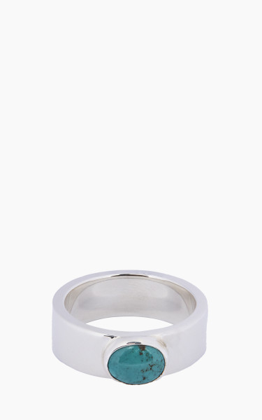 First Arrow&#039;s R-081 Flat Hammered Ring Silver With Turquoise