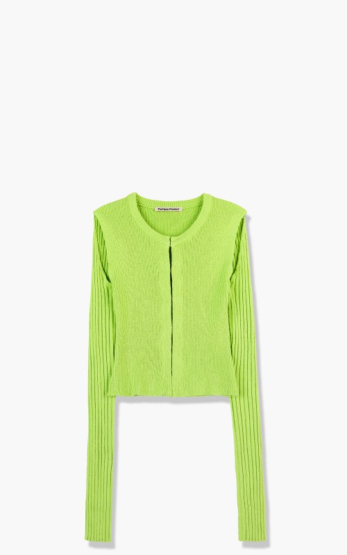 TheOpen Product Shoulder Cut Fitted Cardigan Yellowish Green GTO221KT006-Yellowish-Green