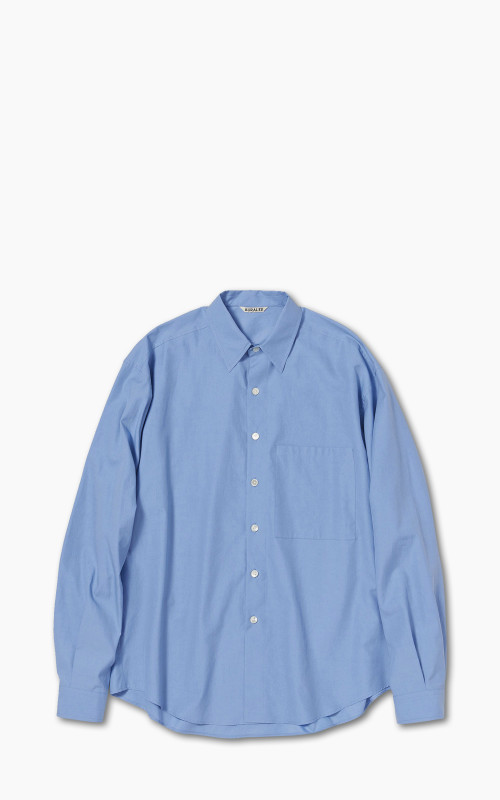 Auralee Washed Finx Twill Big Shirt Blue