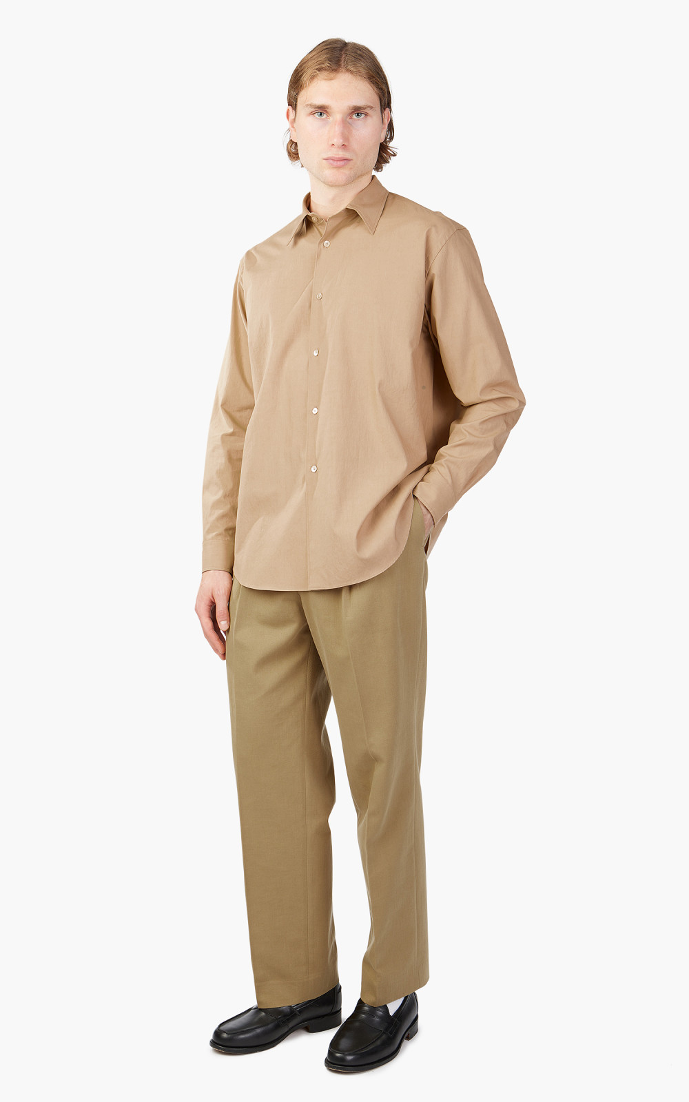 Auralee Washed Finx Twill Shirt Light Brown | Cultizm