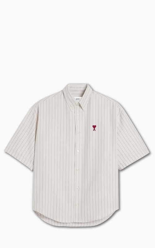 AMI Paris Boxy Fit Short Sleeve Shirt Chalk/Black