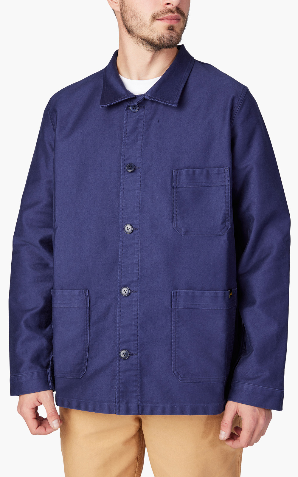 Le Mont St Michel Authentic Work Jacket Moleskin Blue | Cultizm