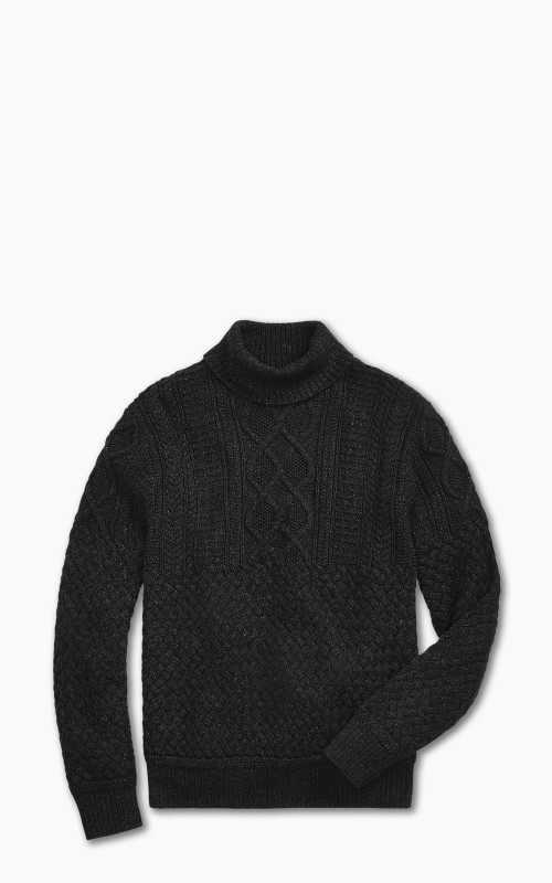 RRL Cotton-Wool Mockneck Jumper Black Heather