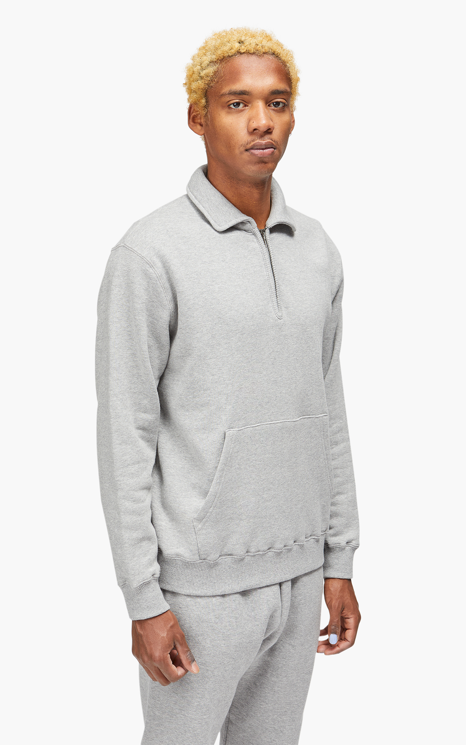 Beams Plus Half Zip Sweat Grey | Cultizm