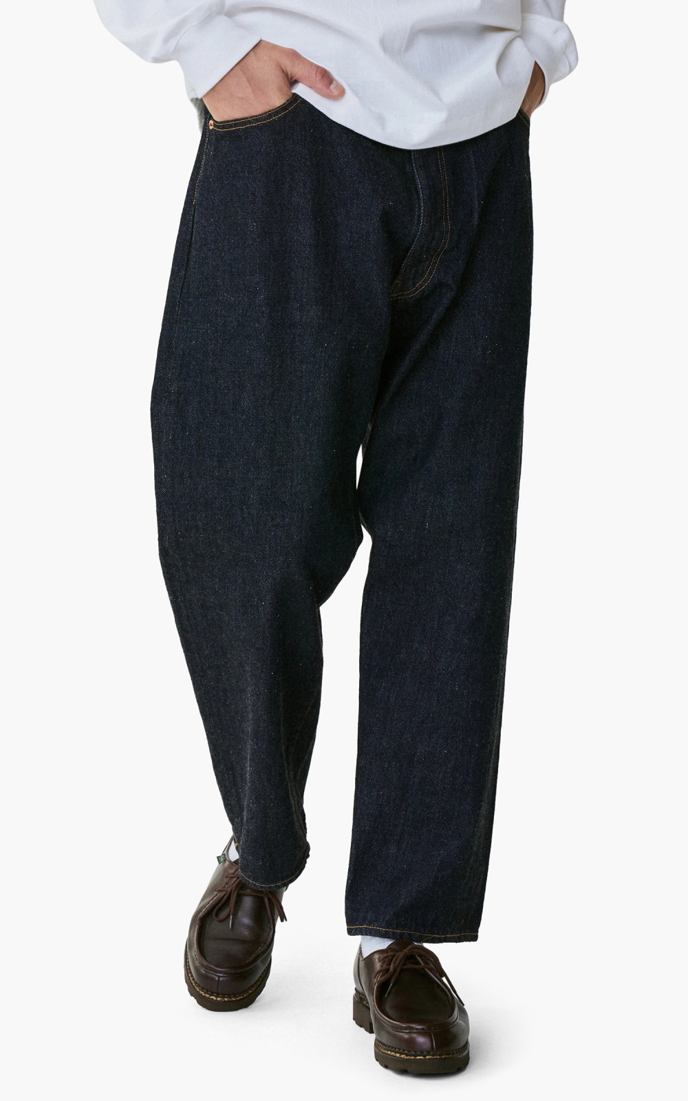 Kaptain Sunshine 5P Zipper Front Denim Pants One Wash Indigo | Cultizm
