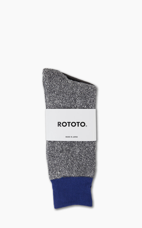 RoToTo R1034 Double Face Silk Cotton Crew Socks Blue/Grey