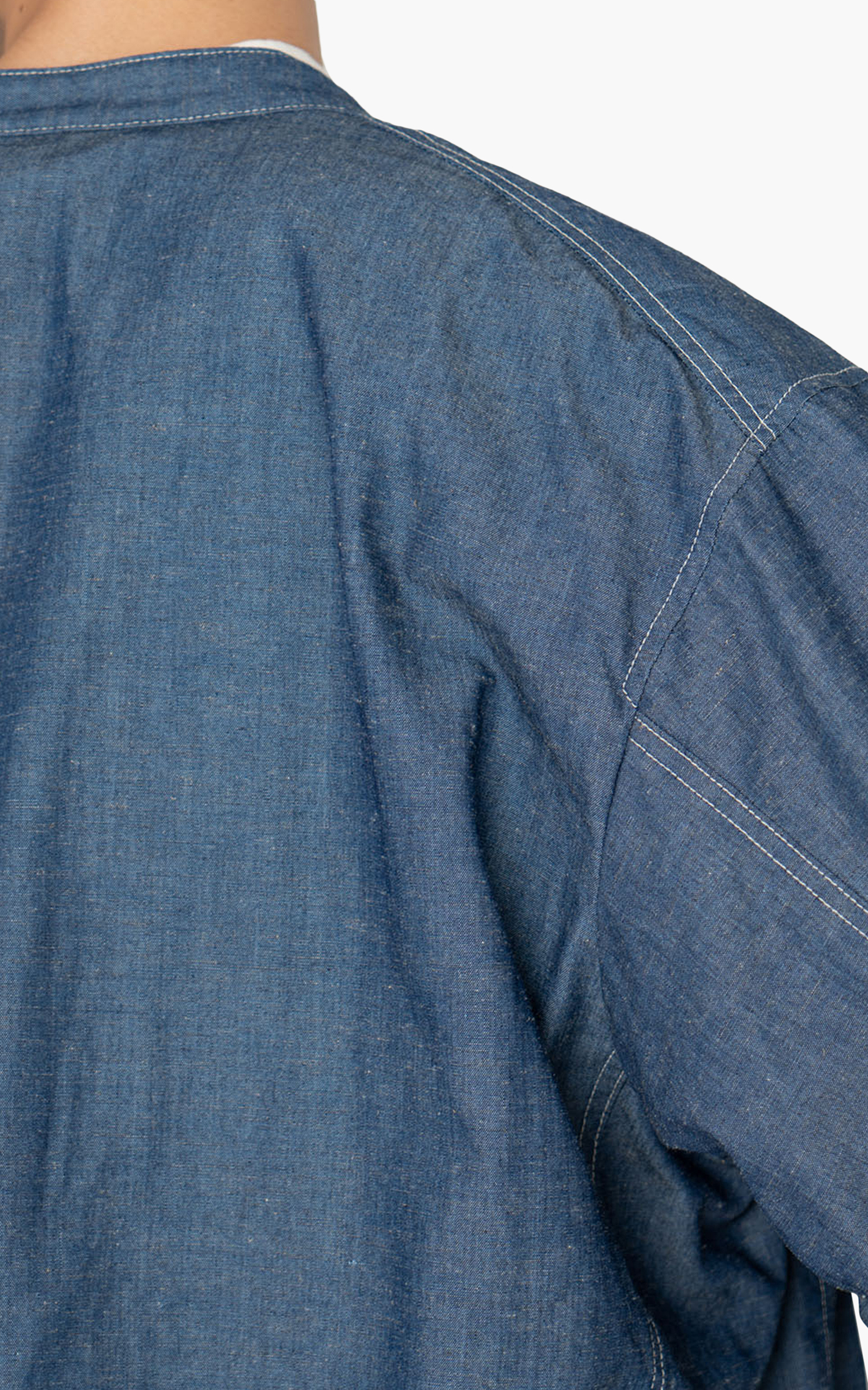 Nanamica Chambray Band Collar Jacket Indigo | Cultizm