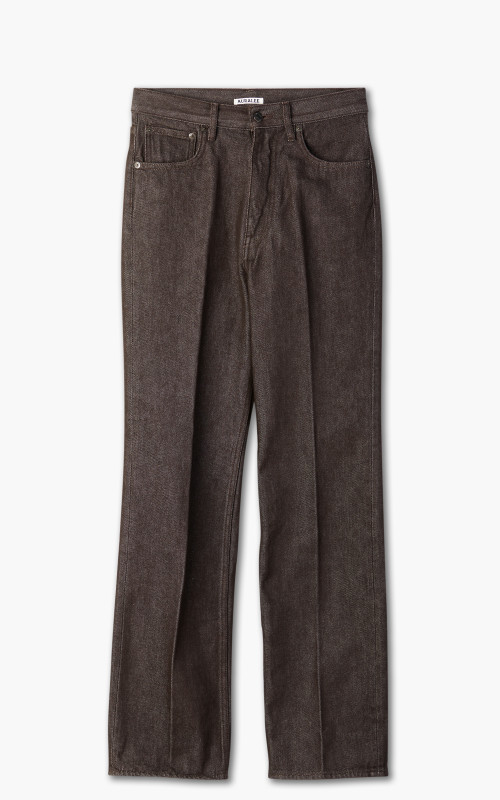 Auralee W Hard Twist Denim 5P Pants Brown