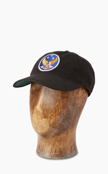 RRL Winged-Logo Baseball Cap Garment-Dyed Black