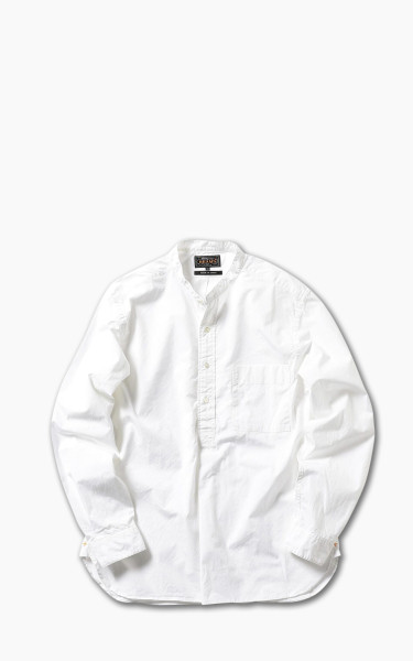 Beams Plus Broad Band Collar Pullover Shirt White
