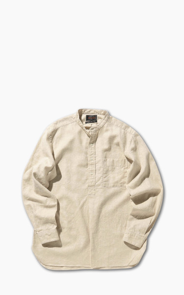 Beams Plus Band Collar Pullover Shirt Natural